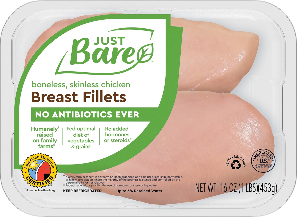 slide 4 of 5, All Natural Fresh Chicken, Hand-Trimmed, Boneless, Skinless Breast Fillets, 1.0 lb