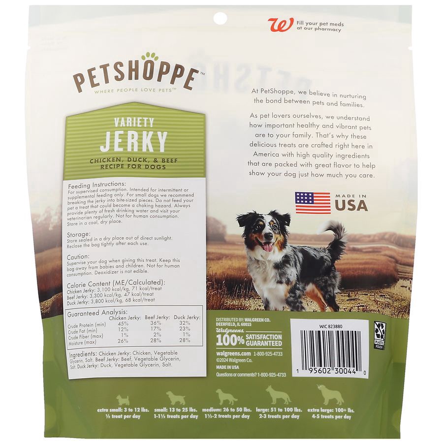 slide 5 of 5, PetShoppe Variety Jerky Chicken, Duck & Beef, 12 oz