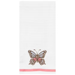 Room & Retreat Meadow Butterfly Embroidered Waffle Kitchen Towel, 16 In X 26 In