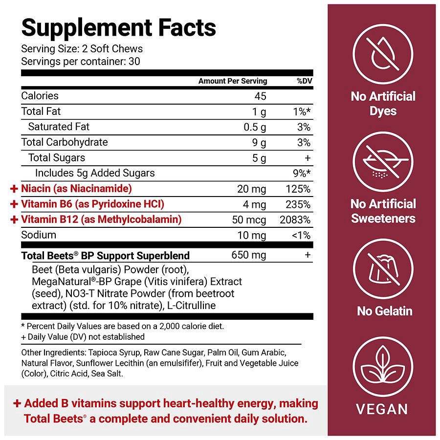 slide 2 of 5, Force Factor Black Cherry Flavor Total Beets 60 Soft Chews, 60 ct