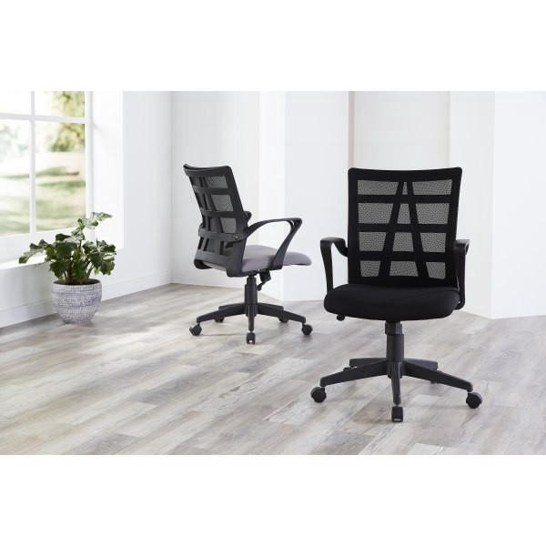 slide 2 of 9, Realspace® Jaxby Mesh/Fabric Mid-Back Task Office Chair, Black, BIFMA Compliant, 1 ct