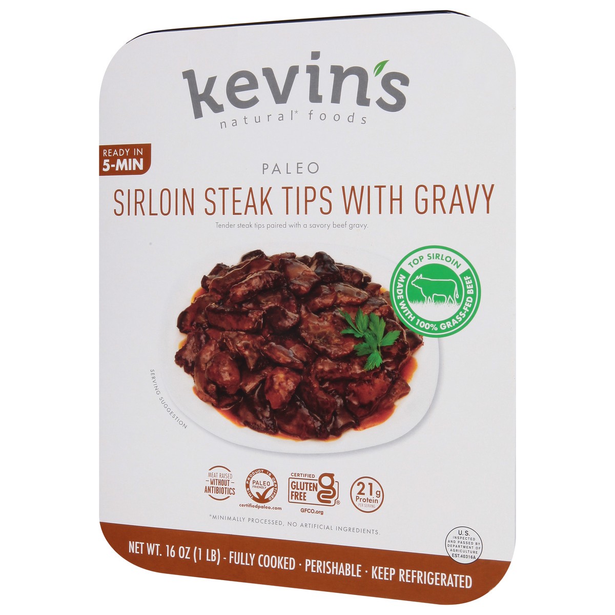 slide 5 of 9, Kevin's Natural Foods Sirloin Steak Tips with Gravy 16 oz, 16 oz