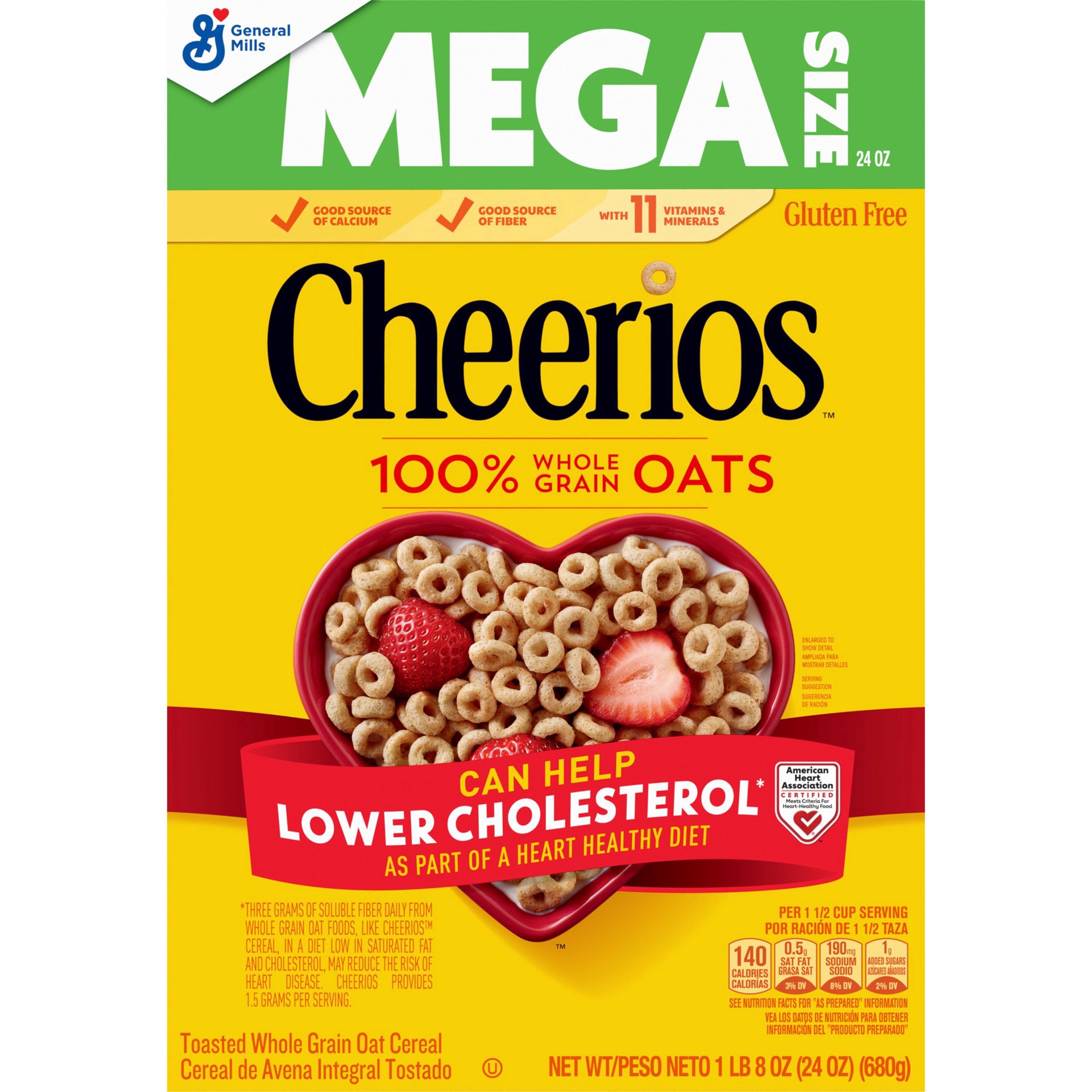 slide 1 of 1, General Mills Cheerios Cereal Mega Size, 24 oz
