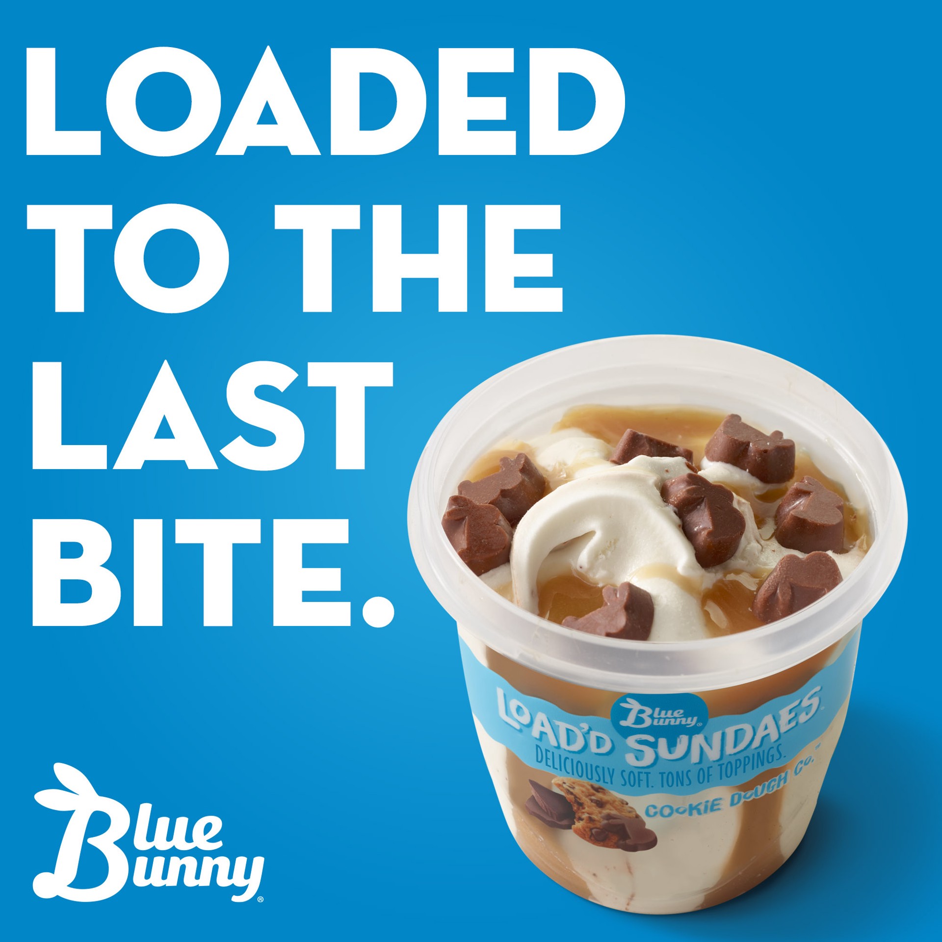 slide 3 of 3, Blue Bunny Load'd Sundaes Cookie Dough, Frozen Dessert Cup, 8.5 fl oz, 8.5 fl oz