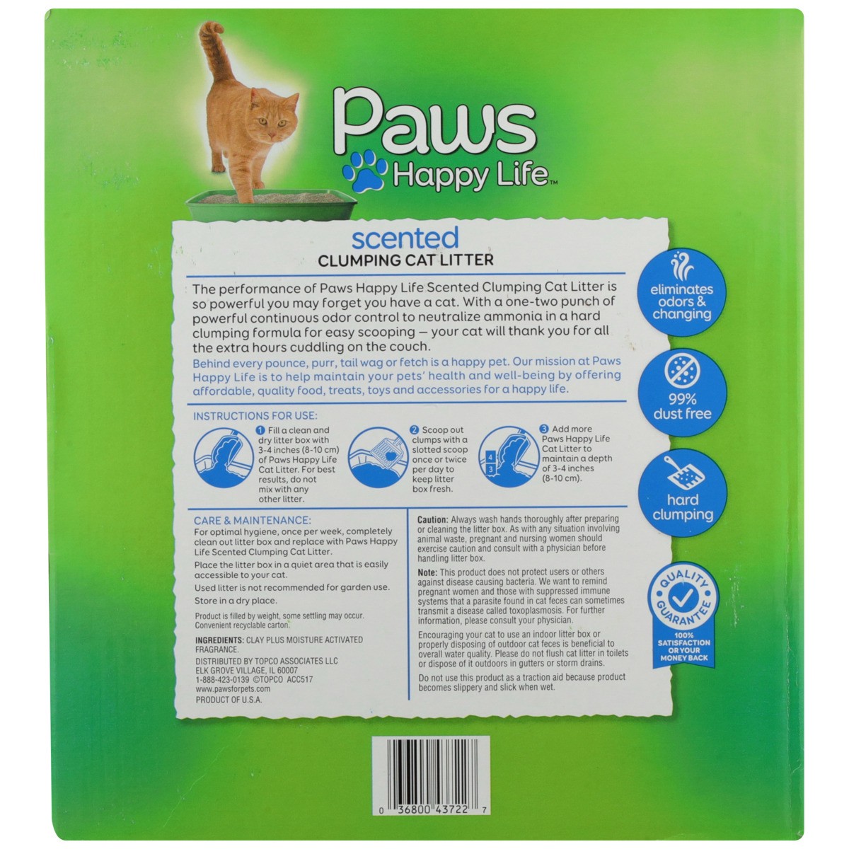 slide 10 of 12, Paws Happy Life Clumping Cat Litter, Scented, 40 lb