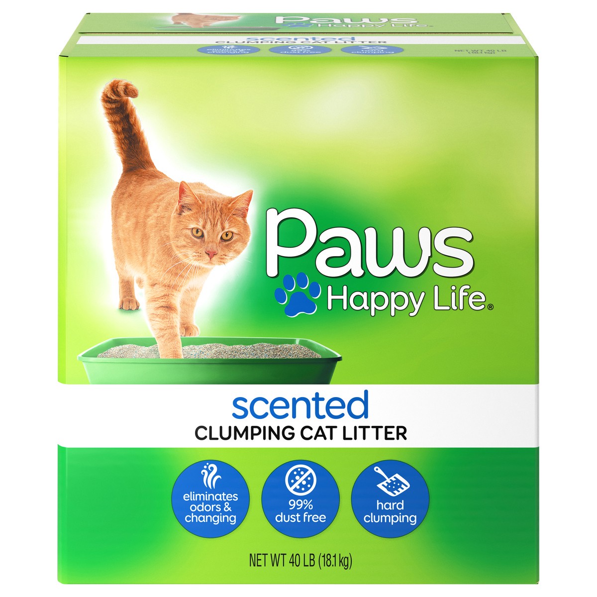 slide 1 of 12, Paws Happy Life Clumping Scented Cat Litter 40 lb, 40 lb