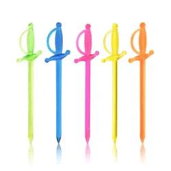 True Spear Appetizer Picks, Mini Sword Toothpicks, Party Supplies, Multicolor, Food-Safe Plastic, Set of 50