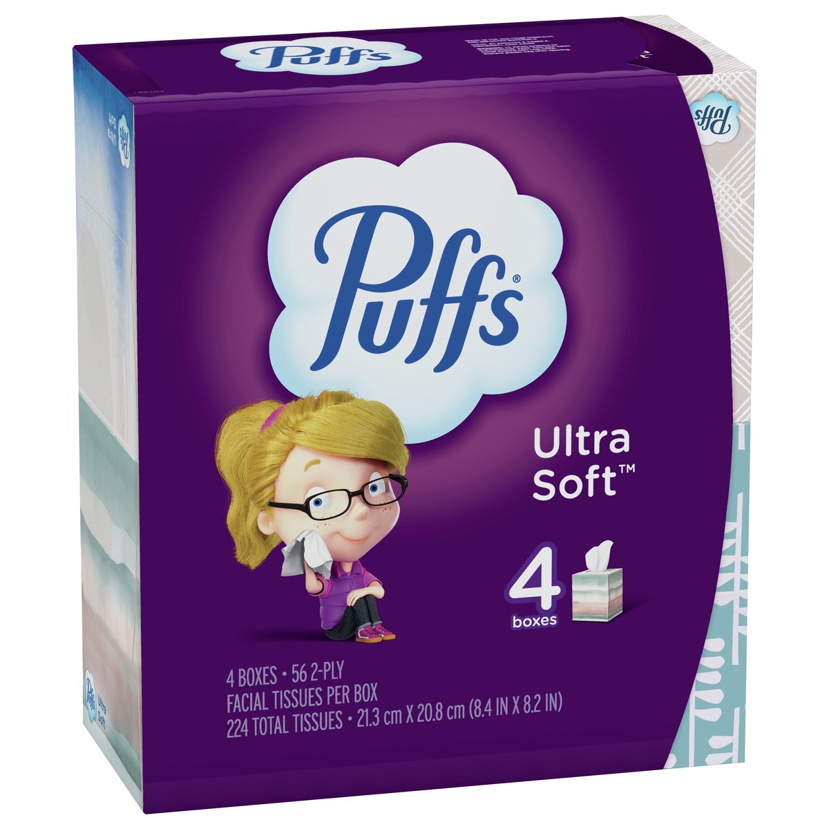 slide 3 of 5, Puffs Ultra Soft Facial Tissues, 4 Cubes, 56 Facial Tissues Per Box, 4 pk; 56 ct