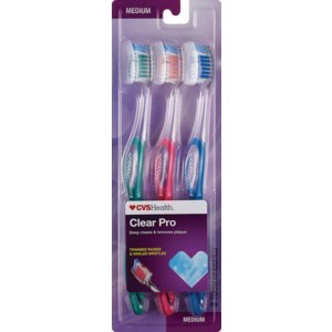 slide 1 of 1, CVS Health Clear-Pro Toothbrush Medium, 3 ct