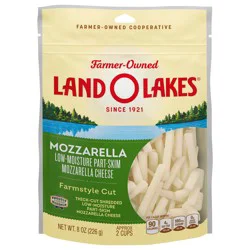 Land O'Lakes Mozzarella Farmstyle Cut Shredded Cheese, Low-Moisture Part-Skim, 8 oz bag