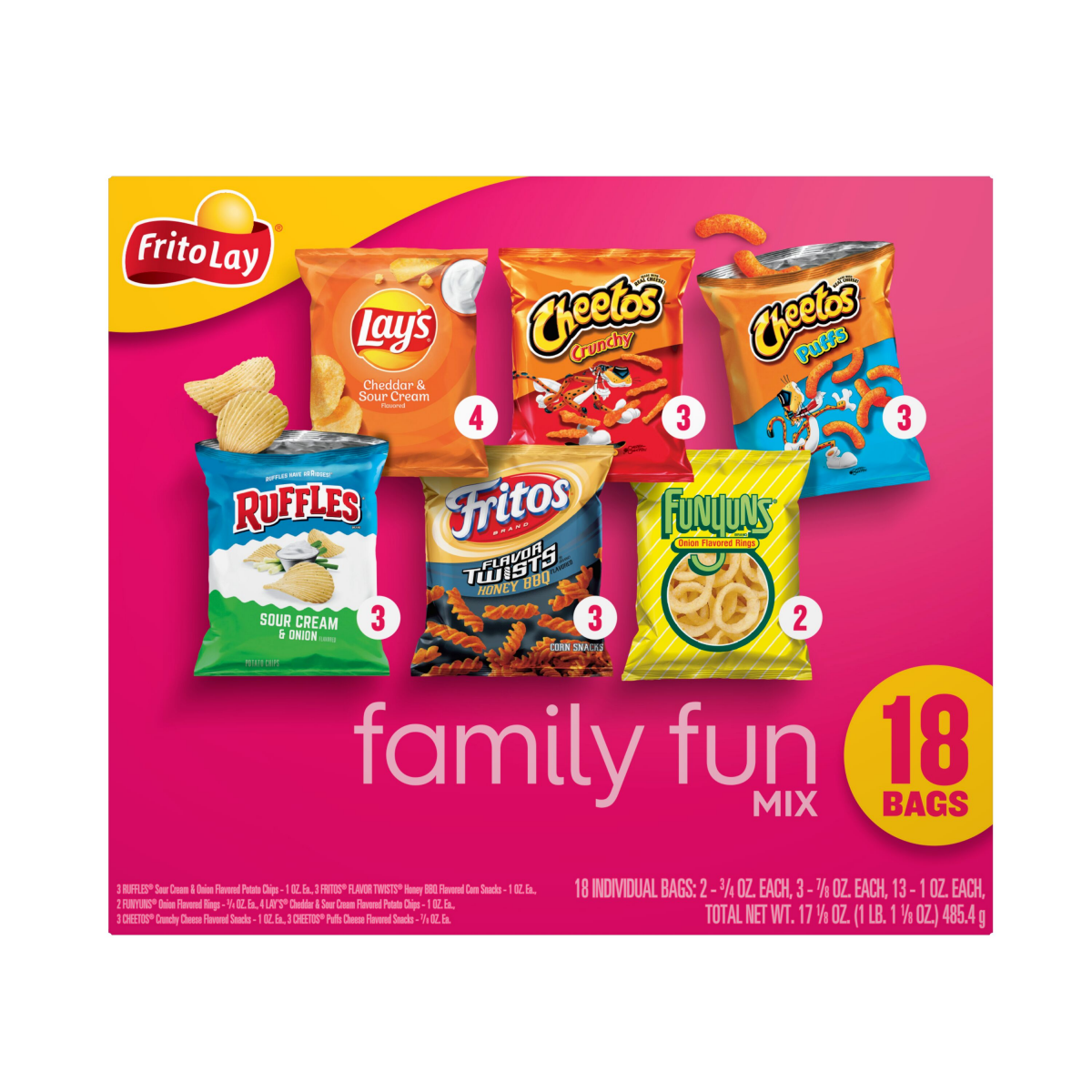 slide 1 of 13, Frito-Lay Snacks Variety Packs Variety 16.875 Oz, 18 Count, 18 ct