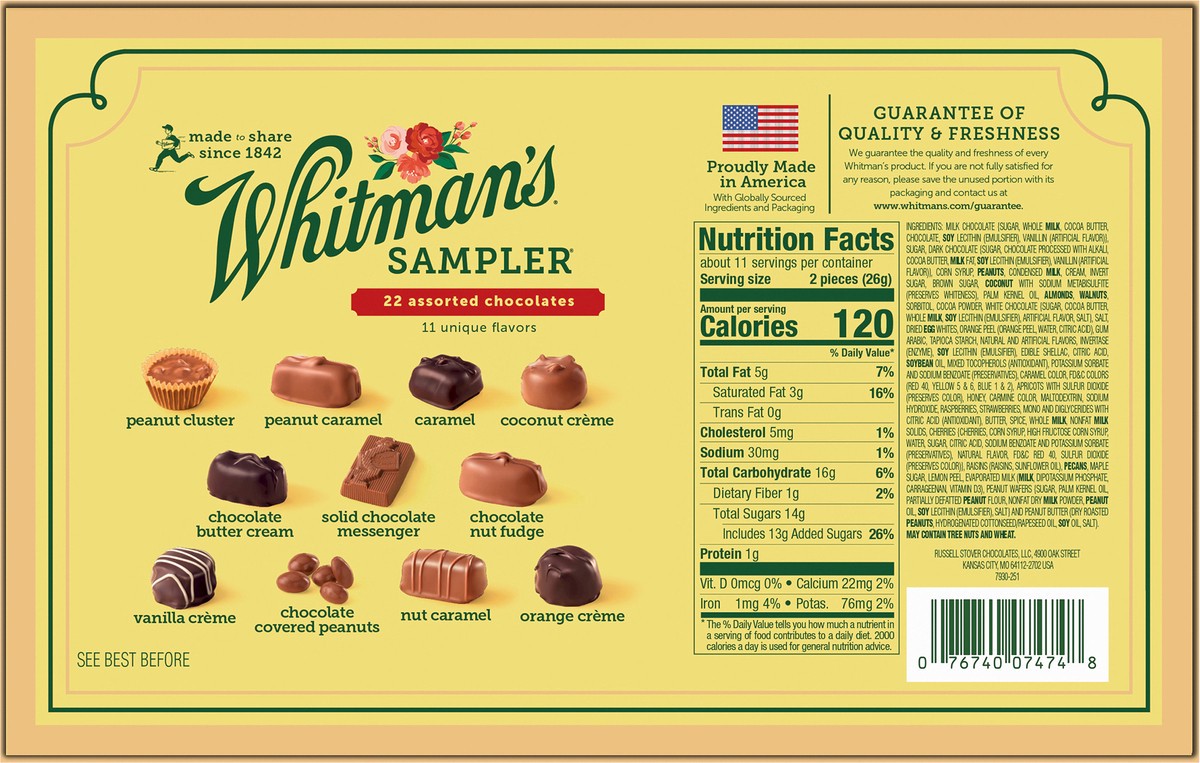 slide 4 of 12, WHITMAN'S SAMPLER Valentine's Day Assorted Milk & Dark Chocolate Gift Box, 10 oz. (˜ 22 pieces), 10 oz