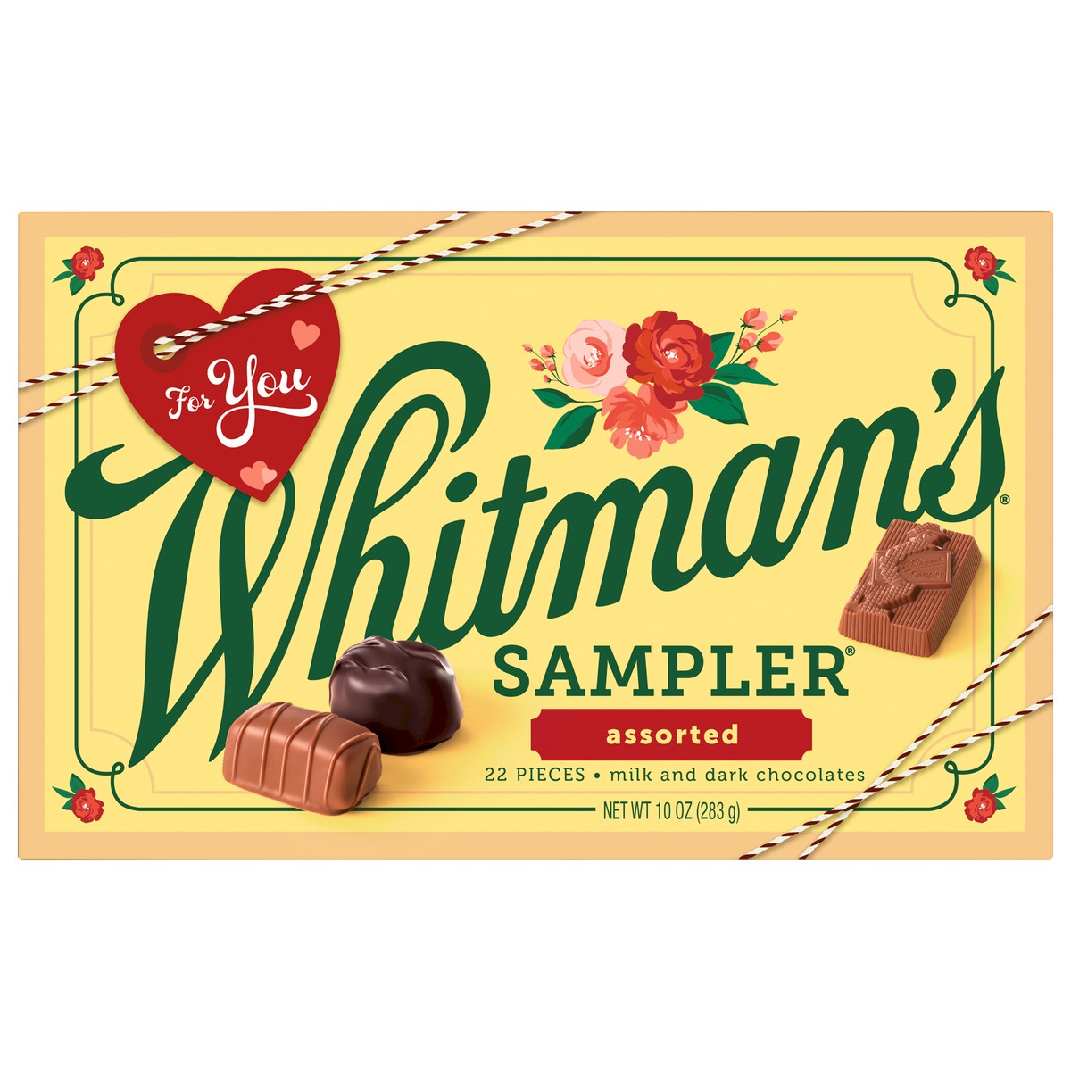 slide 11 of 12, WHITMAN'S SAMPLER Valentine's Day Assorted Milk & Dark Chocolate Gift Box, 10 oz. (˜ 22 pieces), 10 oz