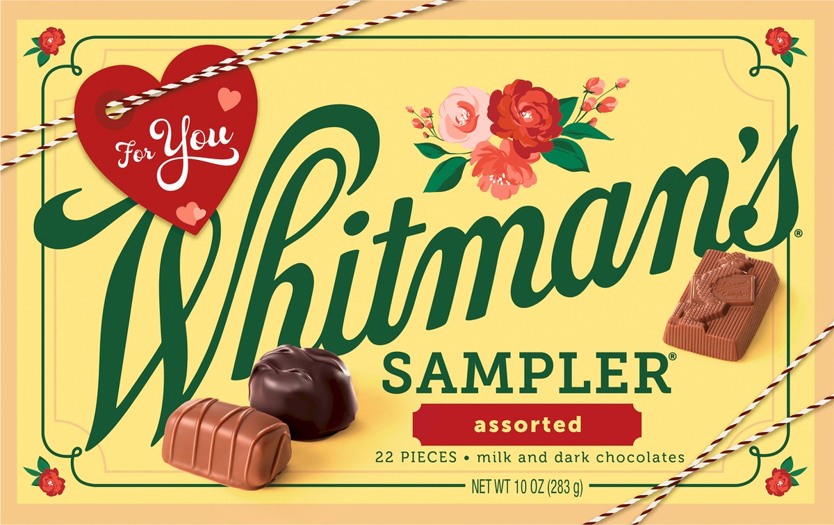 slide 10 of 12, WHITMAN'S SAMPLER Valentine's Day Assorted Milk & Dark Chocolate Gift Box, 10 oz. (˜ 22 pieces), 10 oz