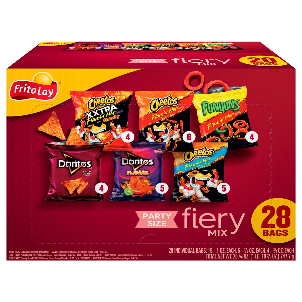 slide 1 of 13, Frito-Lay Snacks Fiery Party Mix Variety Packs 26.375 Oz, 28 Count, 28 ct