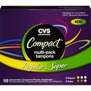 slide 1 of 1, CVS Health Compact Multi-Pack Unscented Tampons, Regular + Super, 18 ct