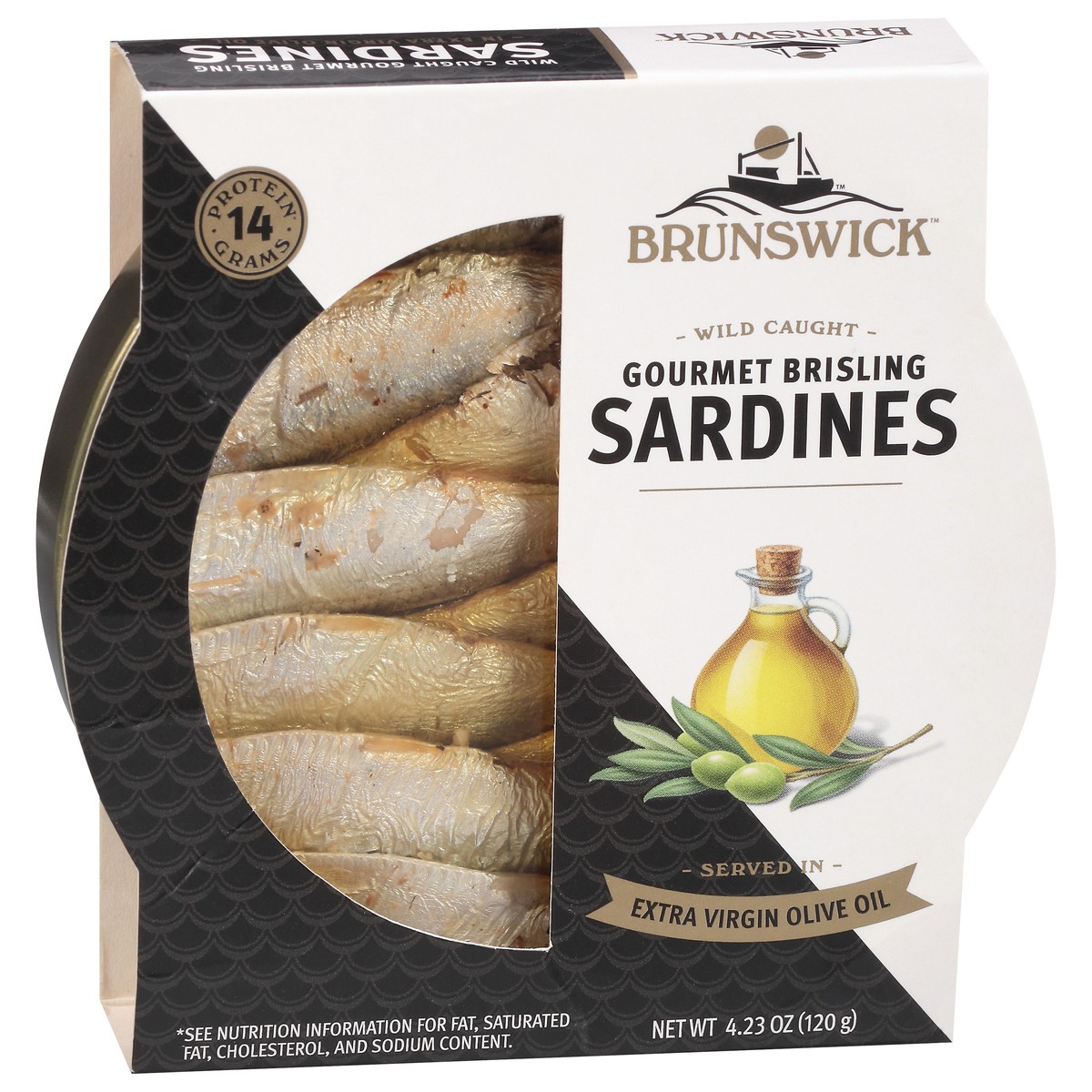 slide 3 of 9, Brunswick Mediterranean Style Wild Caught Gourmet Brisling Sardines In Olive Oil Can, 4.23 oz