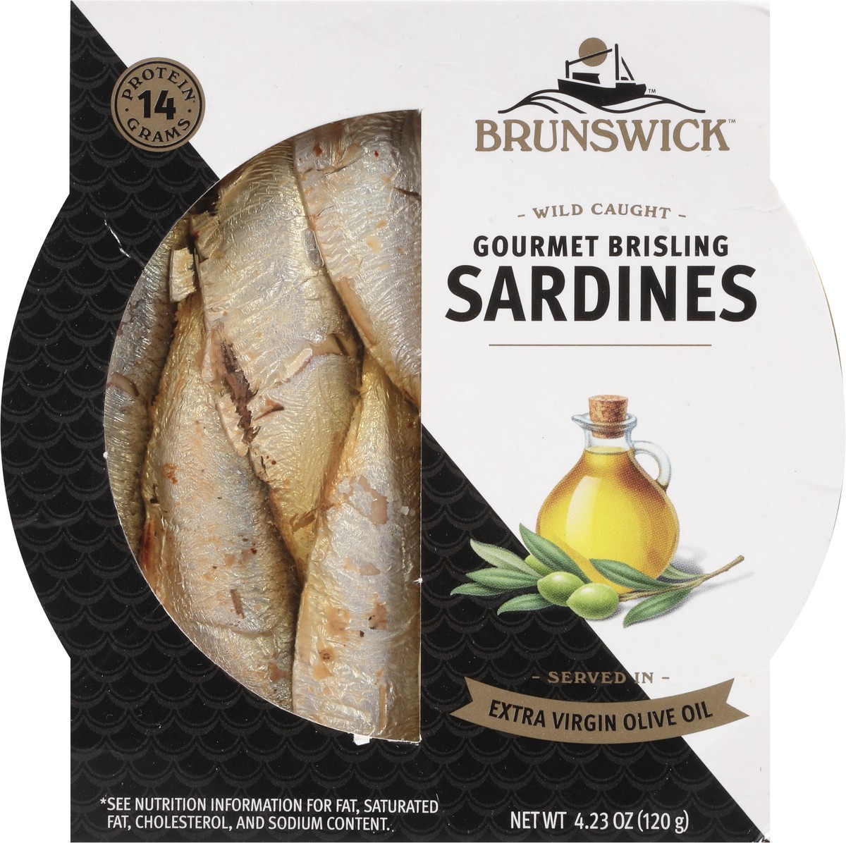 slide 7 of 9, Brunswick Mediterranean Style Wild Caught Gourmet Brisling Sardines In Olive Oil Can, 4.23 oz