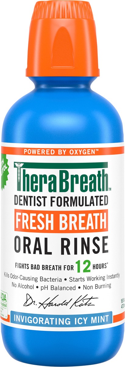 slide 10 of 12, TheraBreath Fresh Breath Mouthwash, Icy Mint, Alcohol-Free, 16 fl oz, 16 fl oz