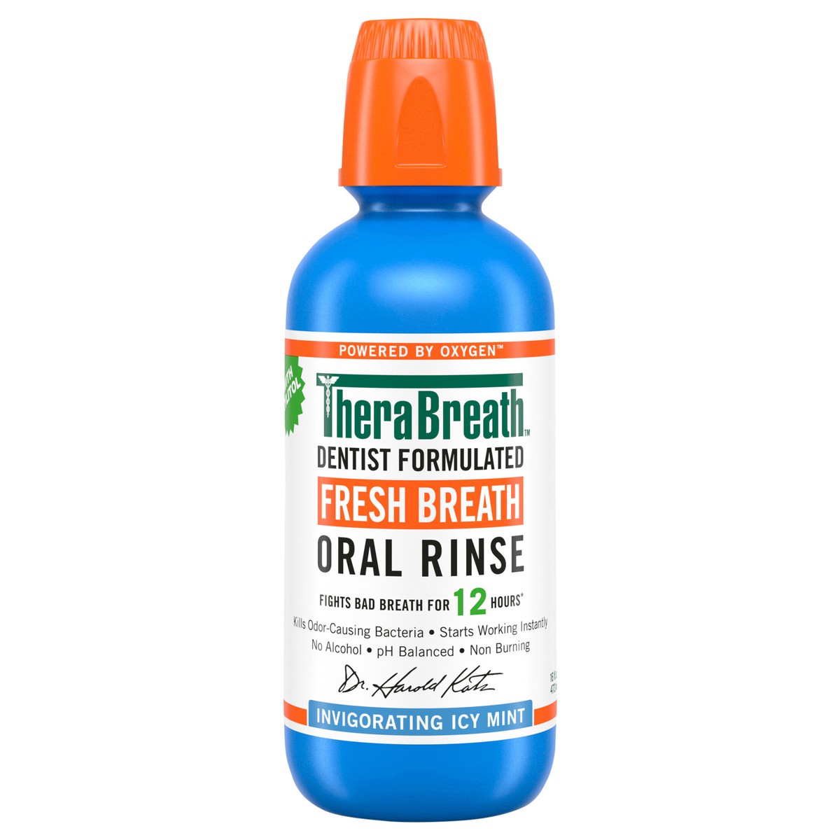 slide 1 of 12, TheraBreath Fresh Breath Mouthwash, Alcohol-Free Oral Rinse, Icy Mint, 16 fl oz, 16 fl oz