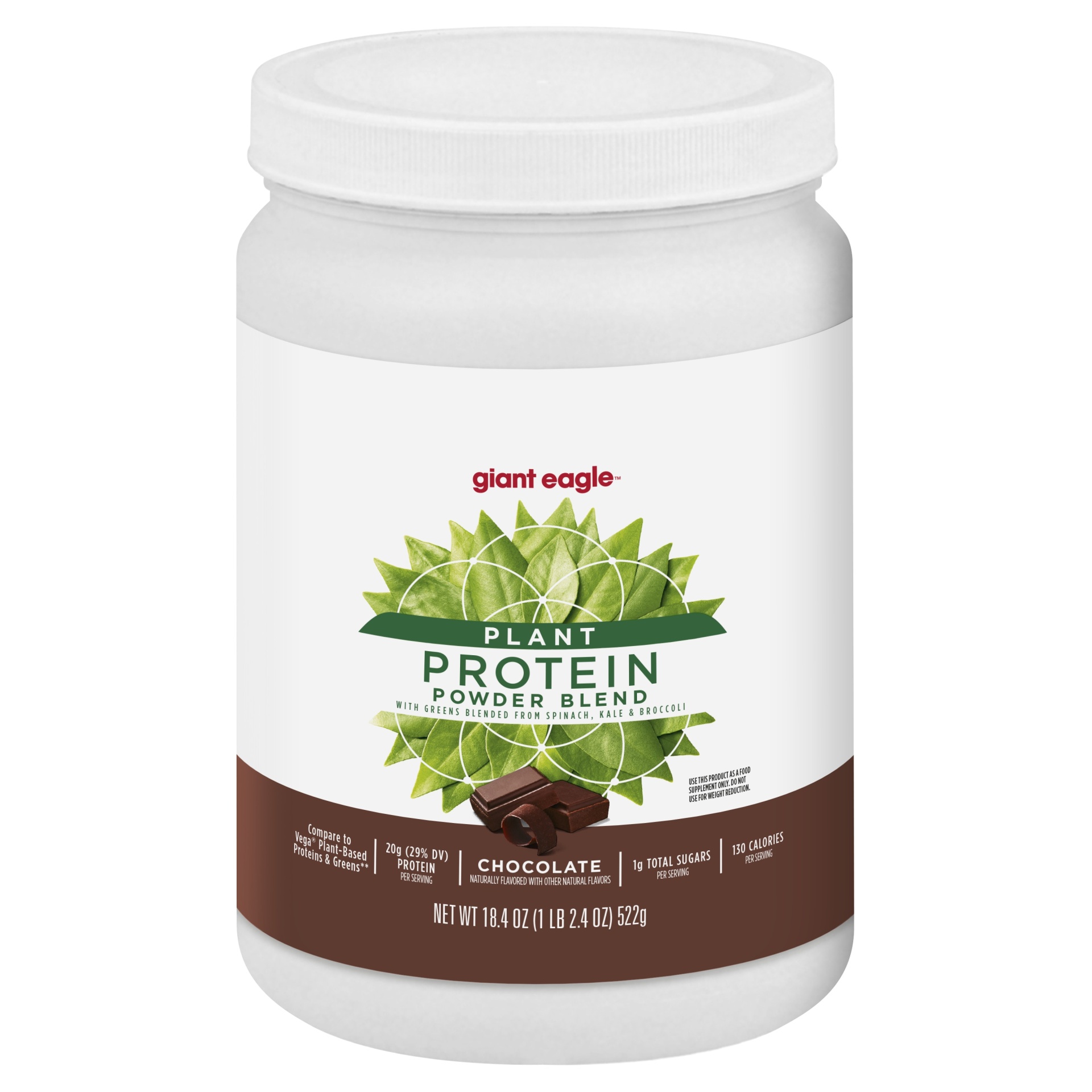 slide 1 of 1, Giant Eagle Plant Protein Powder, Chocolate, 18.4 oz