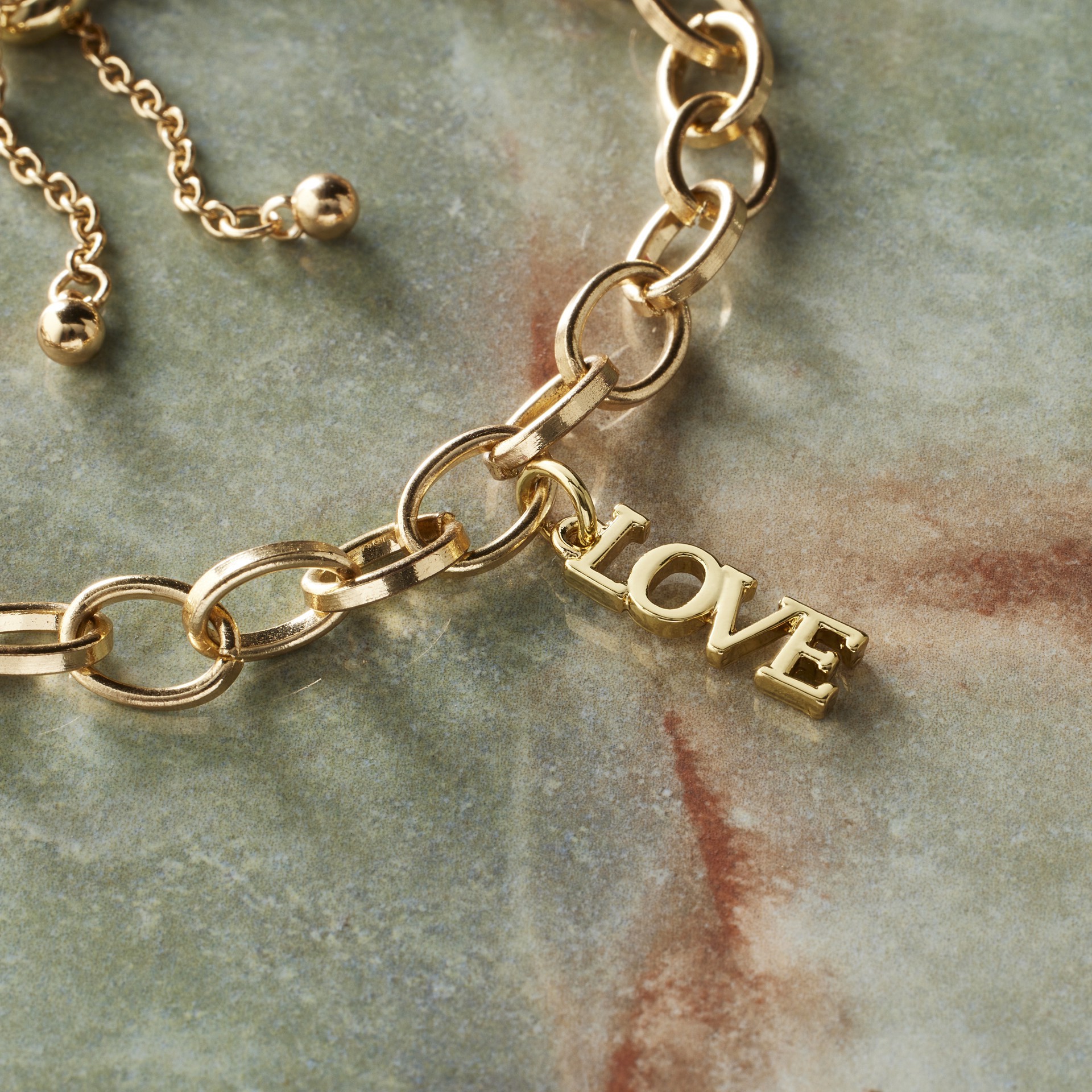 slide 5 of 5, 14k Gold Plated Love Charm By Bead Landing, 0.95 in x 0.23 in x 0.24 in