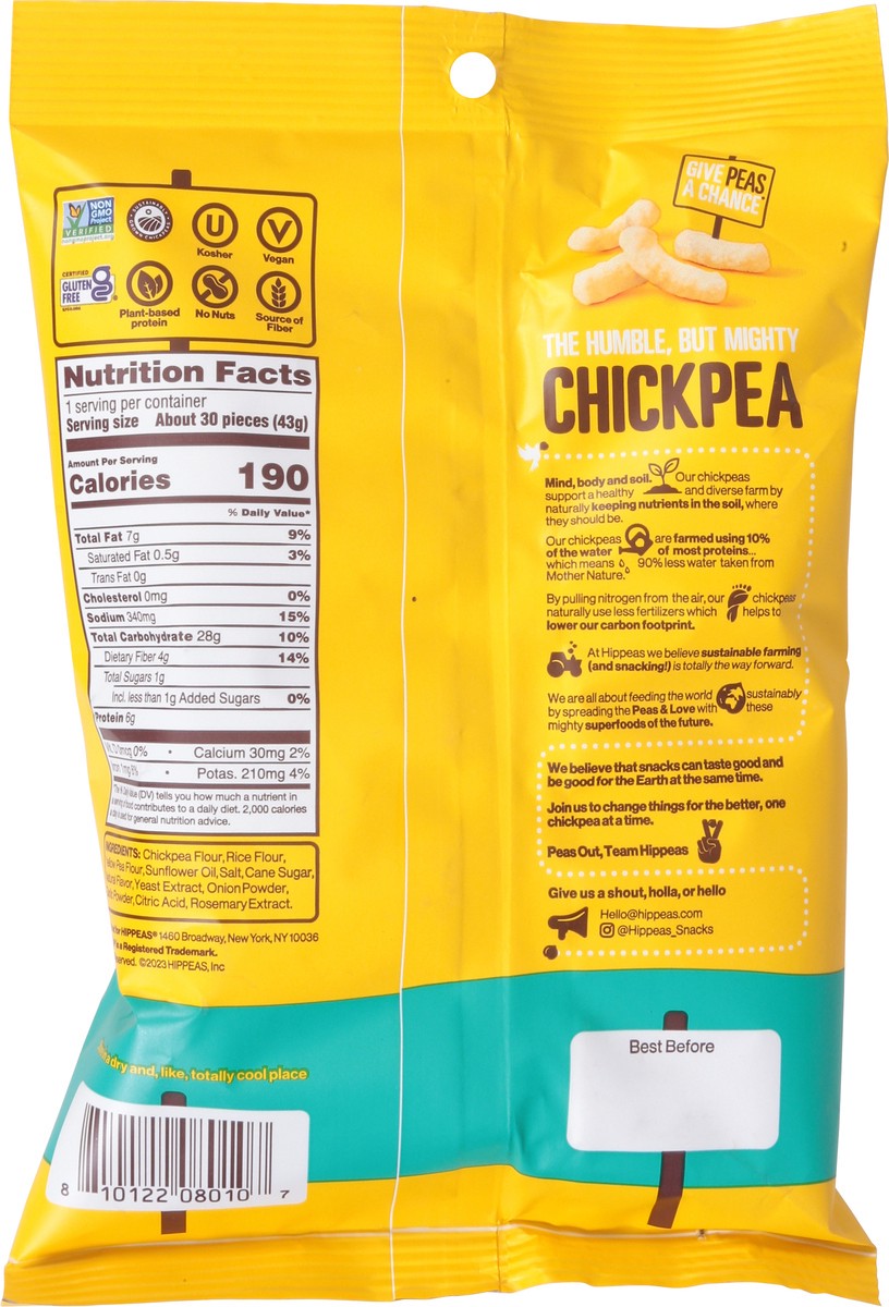 slide 11 of 13, HIPPEAS Vegan White Cheddar Flavored Chickpea Puffs 1.5 oz, 1.5 oz