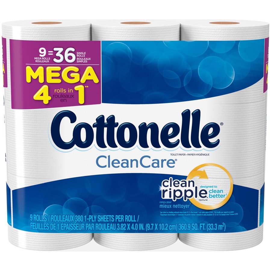 slide 1 of 1, Cottonelle Clean Care Toilet Paper, 9 ct