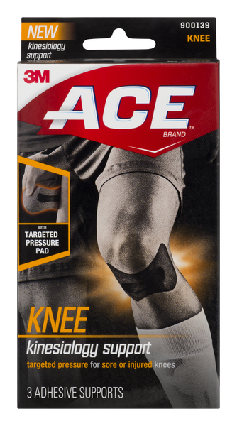slide 1 of 1, Ace Kinesiology Support Knee, 3 ct