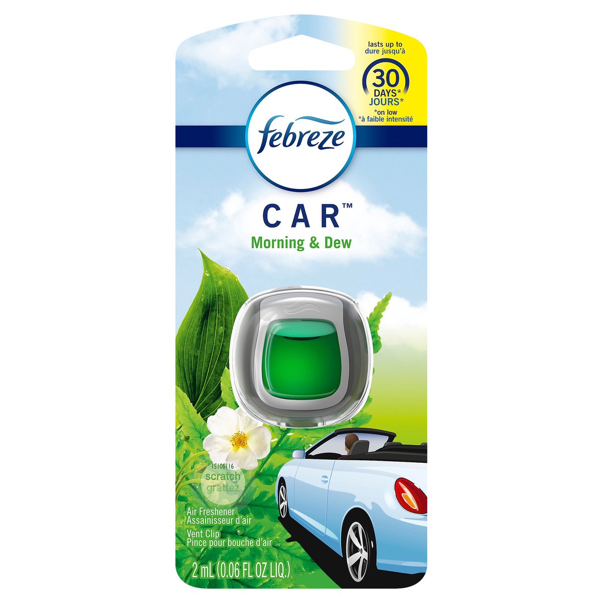 slide 1 of 7, Febreze Meadow Rain Car Vent Clip Air Freshener, 2.2 ml