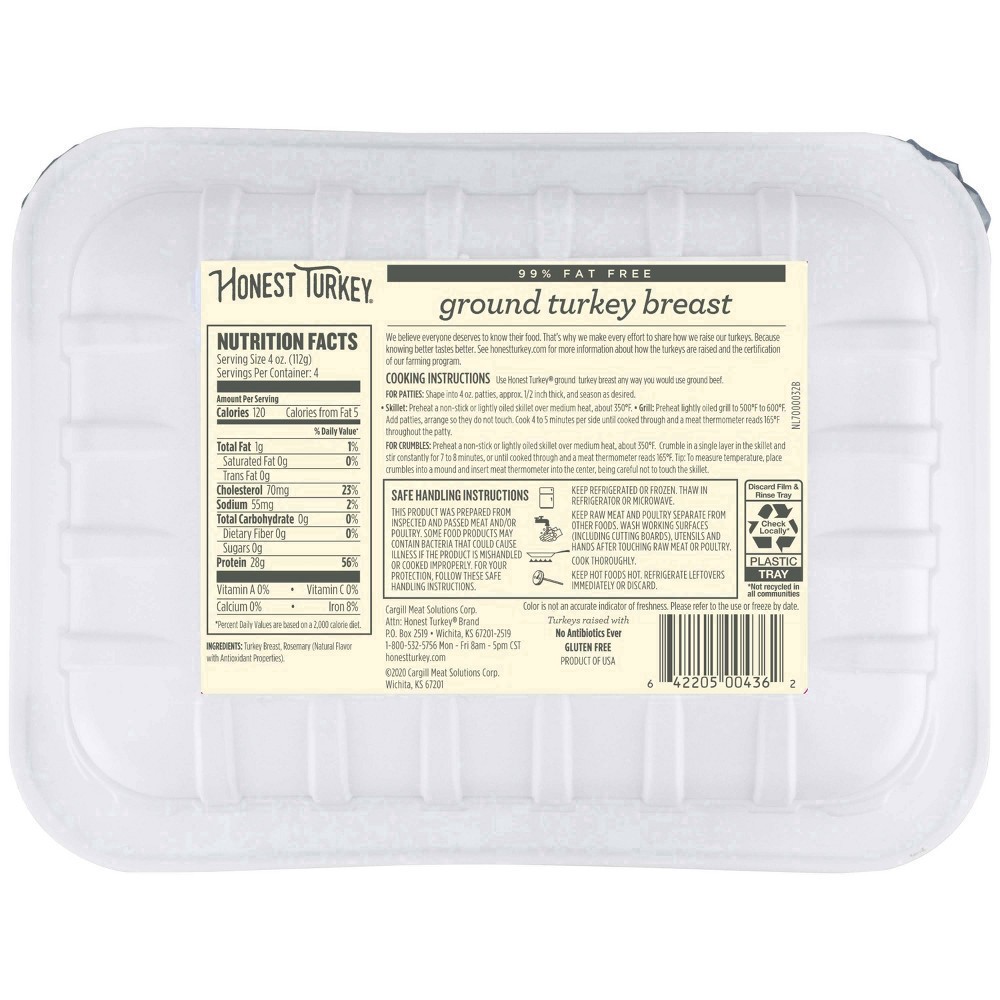 slide 11 of 13, Honest Turkey Antibiotic Free 99% Fat Free Ground Turkey, 16 oz