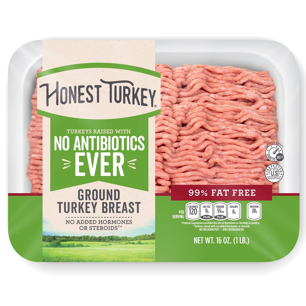 slide 1 of 13, Honest Turkey Antibiotic Free 99% Fat Free Ground Turkey, 16 oz