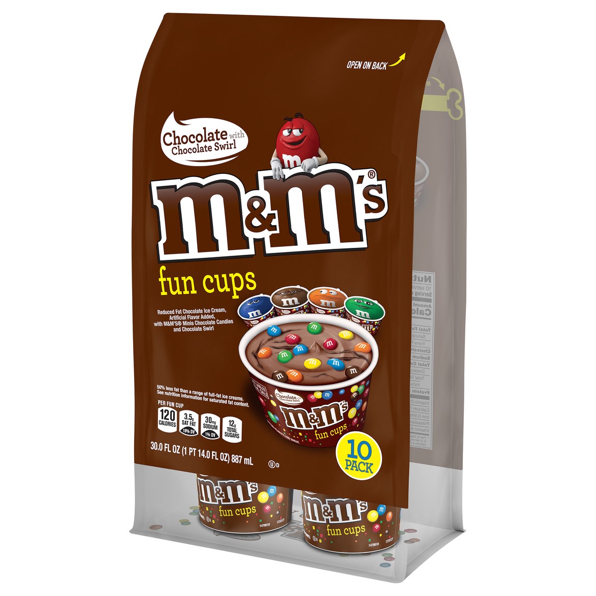 slide 3 of 14, M&M's Chocolate Ice Cream Fudge Swirl Fun Cups with M&M's Milk Chocolate Candy, 10 Ct Pack, 10 ct; 3 fl oz