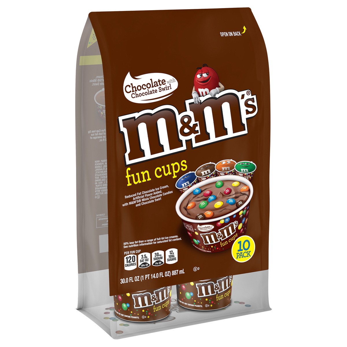 slide 10 of 14, M&M's Chocolate Ice Cream Fudge Swirl Fun Cups with M&M's Milk Chocolate Candy, 10 Ct Pack, 10 ct; 3 fl oz