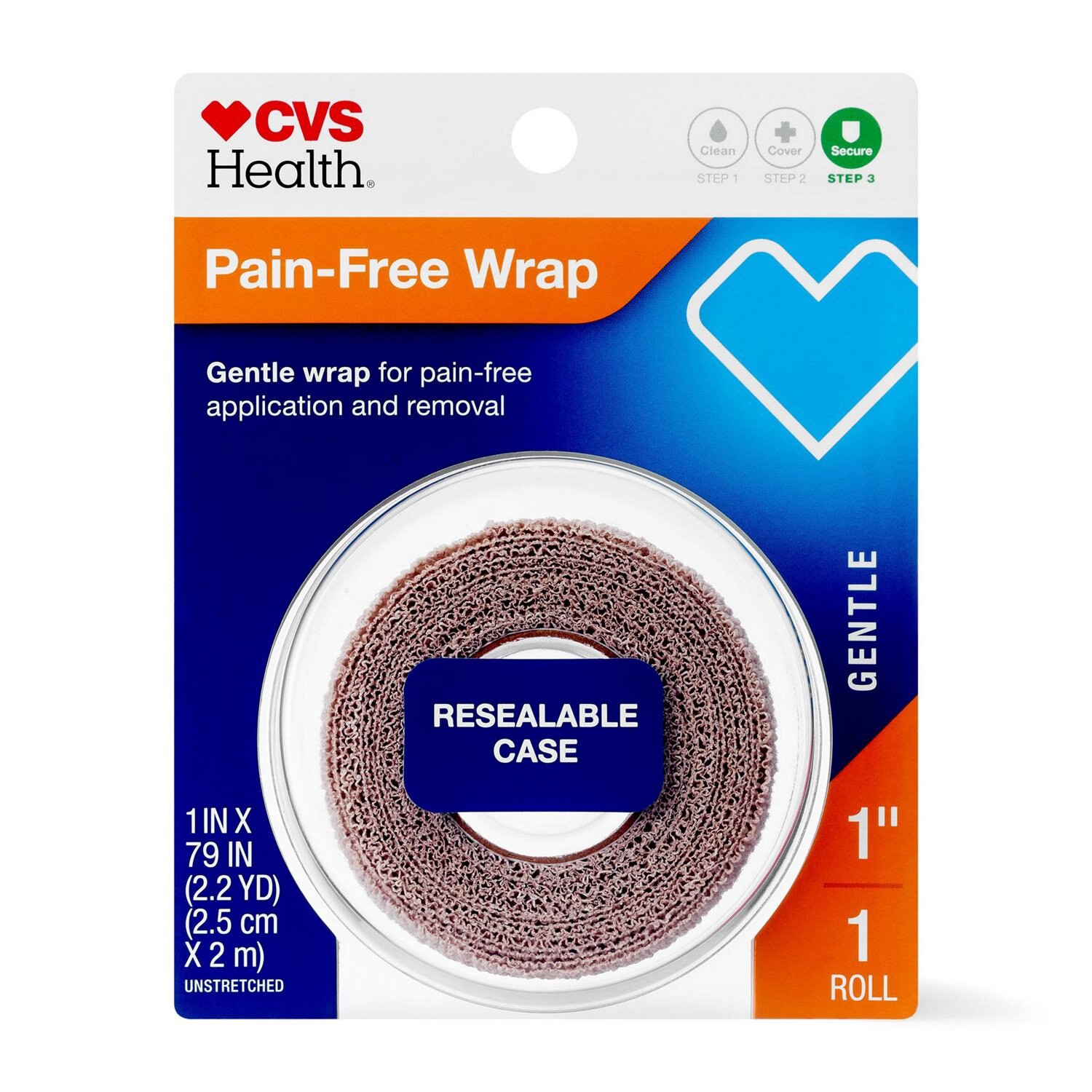 slide 1 of 1, CVS Health Pain-Free Gentle Wrap, 1'', Beige, 1 Ct, 1 ct