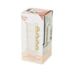 Pinky Up Winona 4-10 oz Ceramic Mugs With Stand