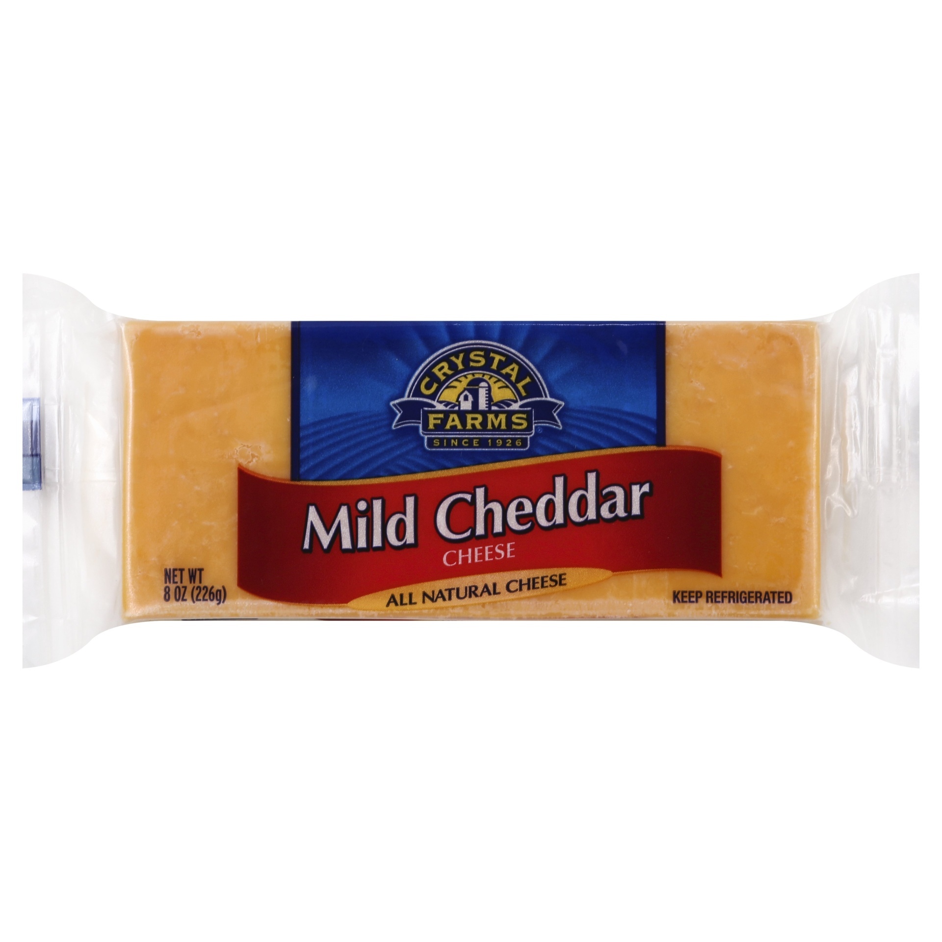 slide 1 of 1, Crystal Farms Mild Cheddar Cheese Brick, 8 oz
