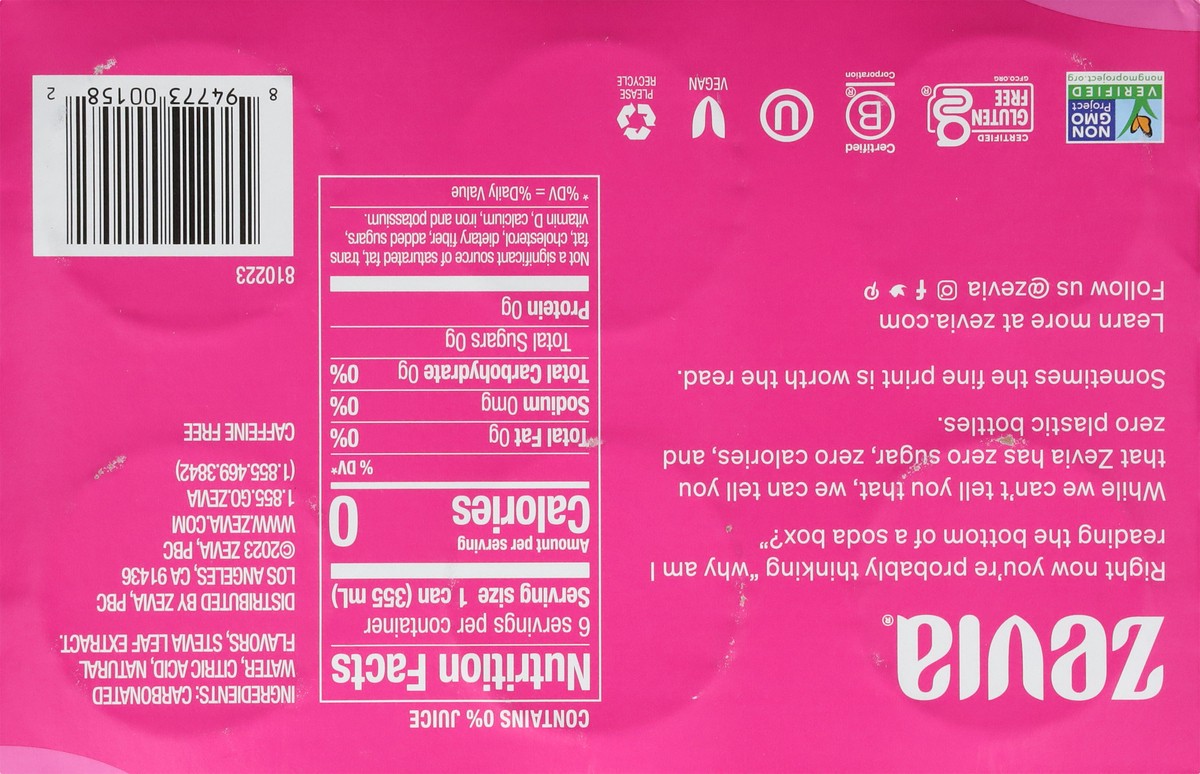 slide 9 of 9, Zevia Zero Sugar Strawberry Soda - 6 ct, 6 ct