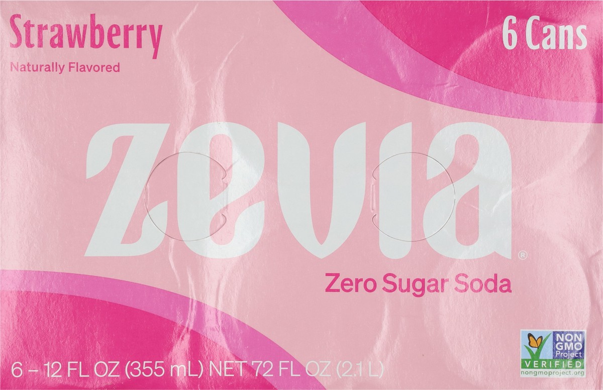 slide 7 of 9, Zevia Zero Sugar Strawberry Soda - 6 ct, 6 ct