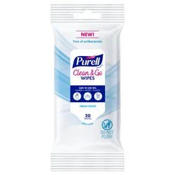 PURELL Clean & Go Wipes, Portable Pack of 20 Cleaning Wipes
