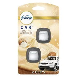 Febreze Car Odor-Fighting Car Freshener Vent Clip Soothe & Restore Scent, 0.13oz, 2 count