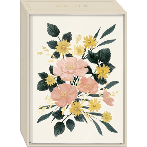 slide 1 of 2, Punch Studio Thank You Cards, 3-1/2"" X 5"", Spring Garden Cream Bouquet, Box Of 12 Cards, 12 ct