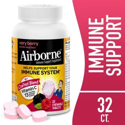 Airborne Very Berry Chewable Tablets, 32 count - 1000mg of Vitamin C - Immune Support Supplement (Packaging May Vary)