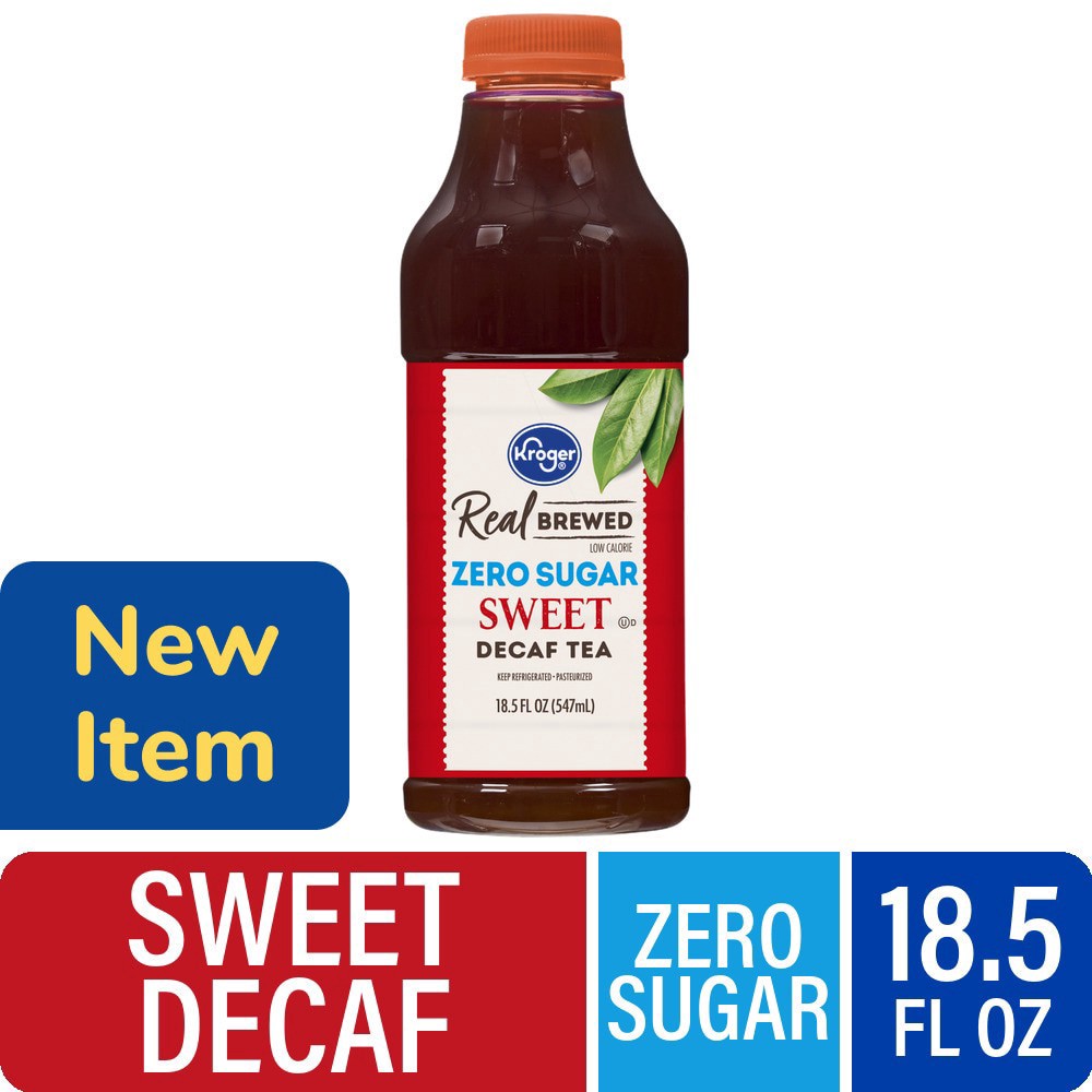 slide 1 of 1, Kroger® Zero Sugar Decaffeinated Sweet Tea, 18.5 fl oz