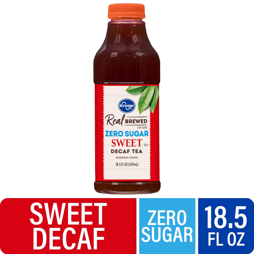 slide 1 of 5, Kroger Zero Sugar Decaffeinated Sweet Tea, 18.5 fl oz