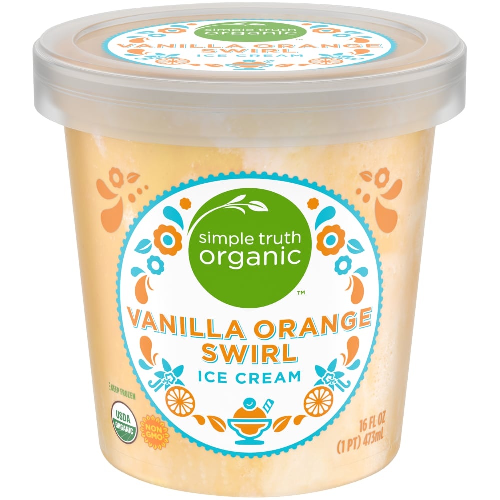 slide 1 of 1, Simple Truth Organic Vanilla Orange Swirl Ice Cream, 16 fl oz