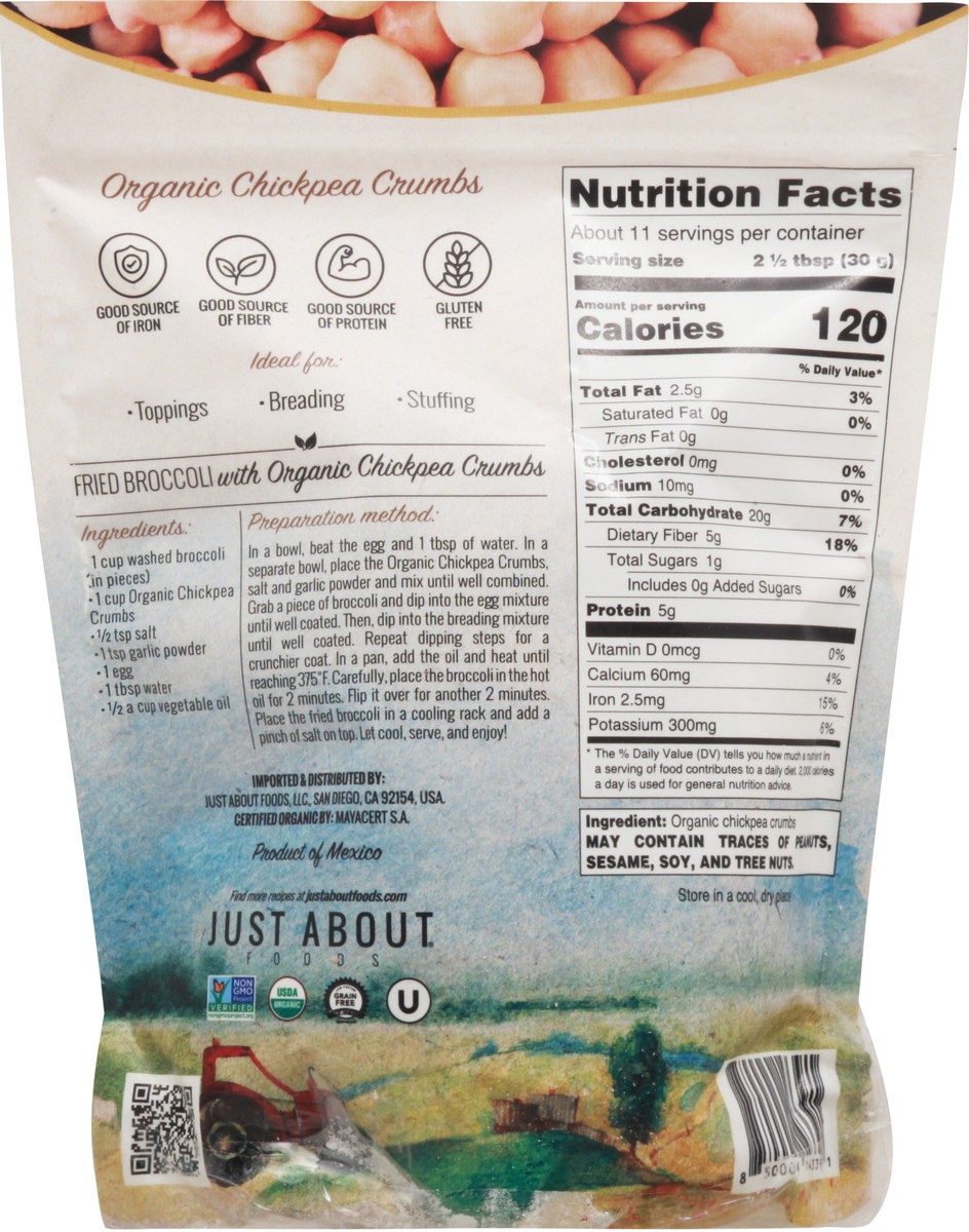 slide 2 of 11, Just About Foods Chickpea Crumbs Breading Substitute 12 oz, 12 oz