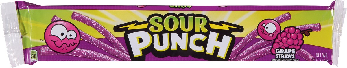 slide 5 of 10, Sour Punch Grape Straws Candy 2 oz, 2 oz