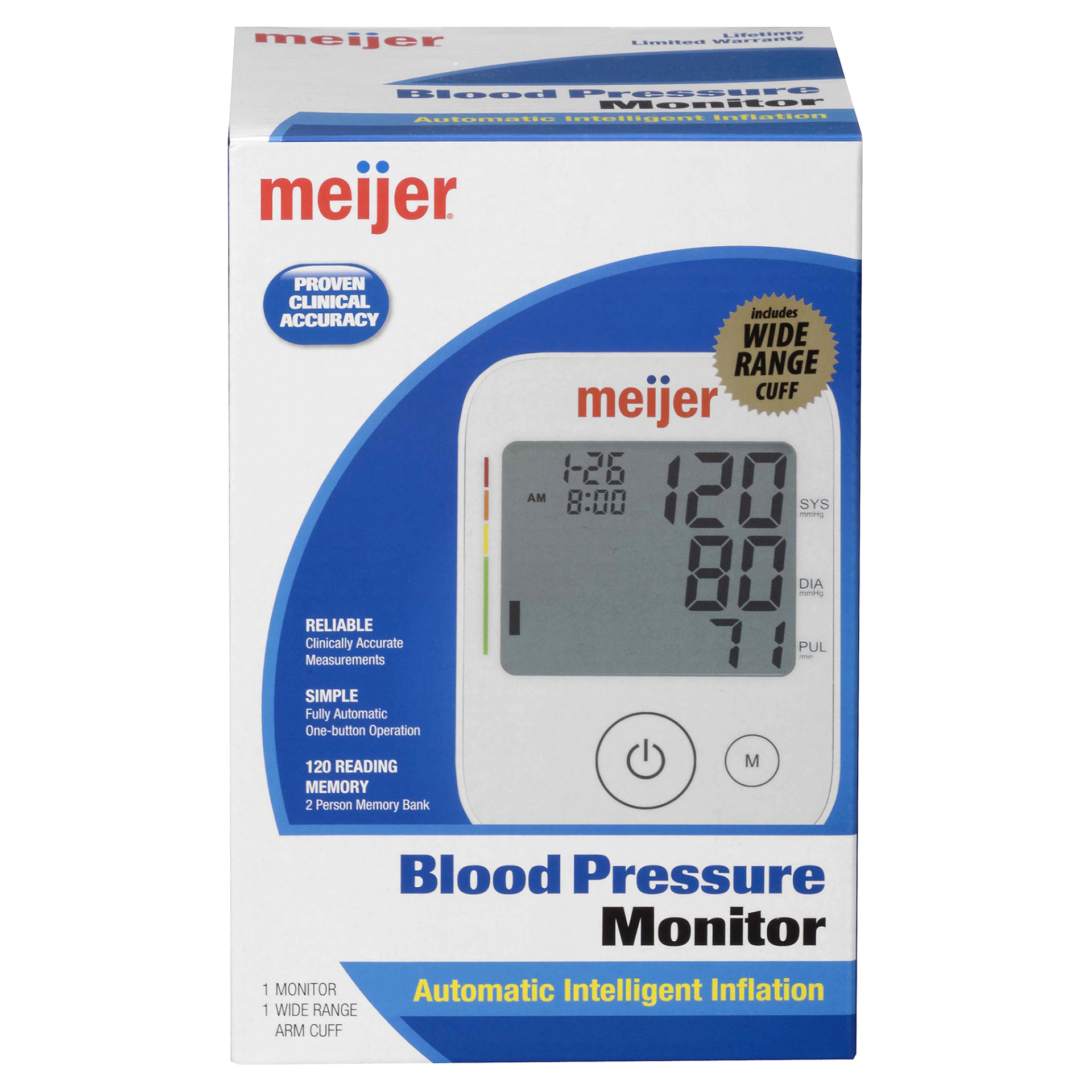 slide 1 of 1, Meijer Auto Arm Blood Pressure Monitor, 1 ct