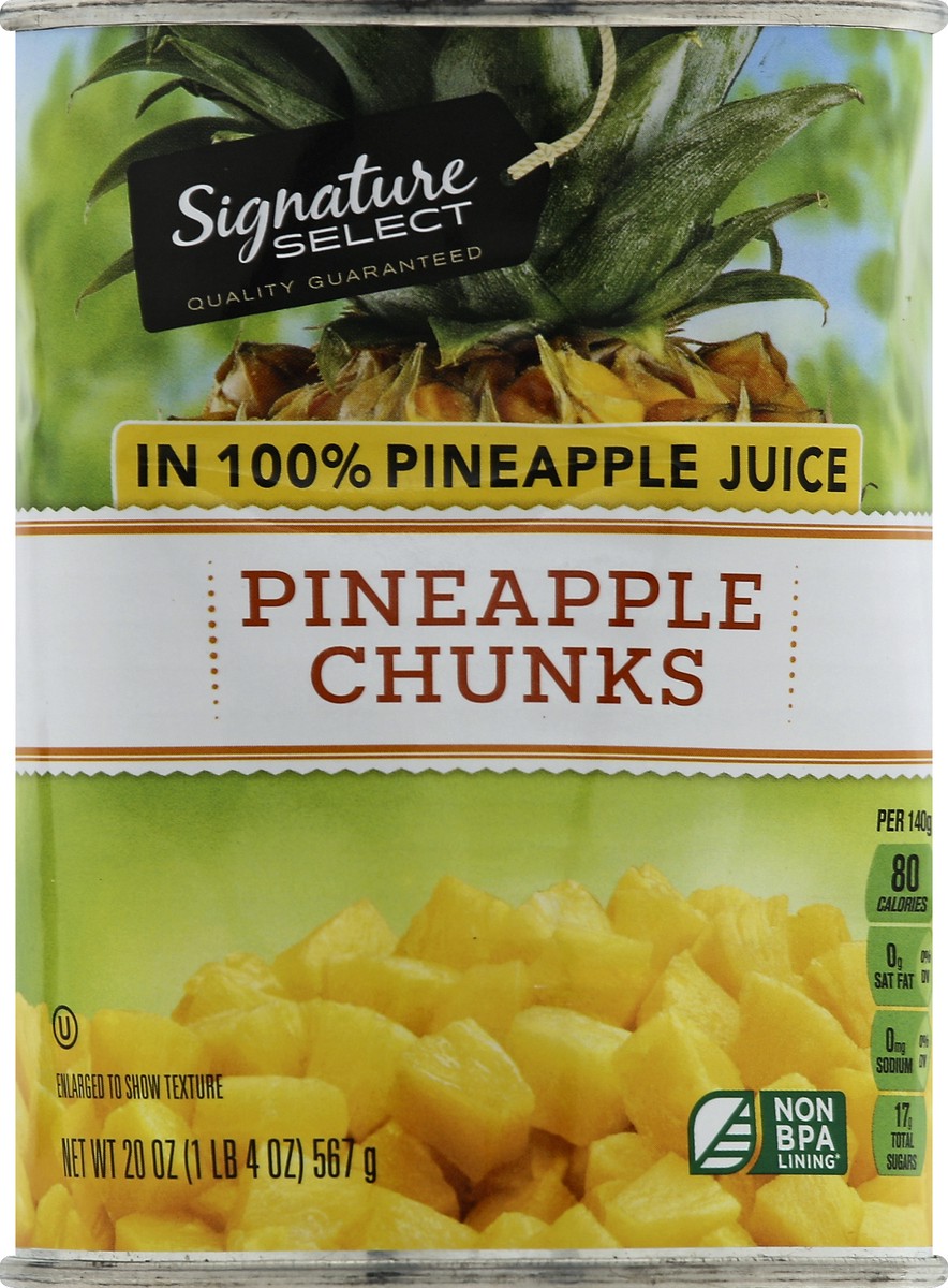 slide 1 of 4, Signature Select Pineapple Chunks 20 oz, 20 oz